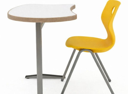 Schulmöbel Set Schreibtisch mit Stuhl modern Metallgestell Holzoptik