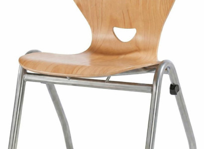 Moderner Holzstuhl mit ergonomischer Form und stabilem Metallrahmen
