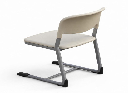 Moderner Freischwinger Schulstuhl in Beige mit stabilem Metallgestell