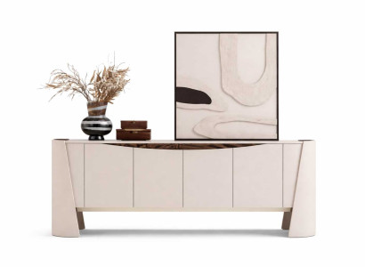 Designer Sideboard 230 cm Beige Holz Modern Esszimmer Kommode
