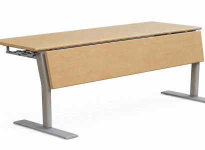 Schreibtisch mit eleganter Holzoberfläche und robusten Metallbeinen