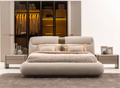 Luxusmöbel Schlafzimmer Bett mit Nachttische Designer Kleiderschrank