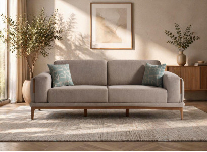 Elegantes Beiges 3-Sitzer Sofa Moderne Wohnzimmer 3-er Couch
