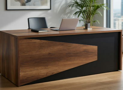 Schreibtisch modern aus Holz mit kontrastreichem Design