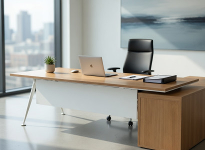 Schreibtisch aus Holz und Metall für modernes Bürodesign