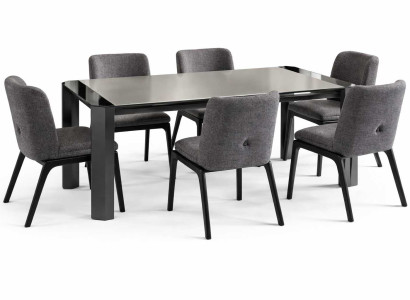 Grau Esstisch mit 6x Stühle Esszimmer Komplettes Moderner Set