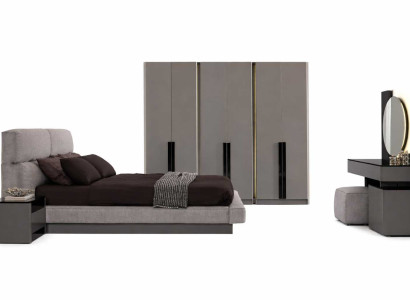 Designer Schlafzimmer Komplettes Bett+Nachttische Moderner Schrank  Set 7tlg