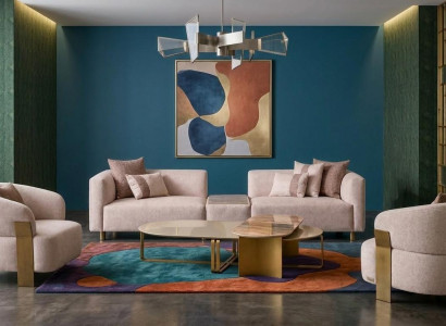 Moderne Wohnzimmer Garnitur: 3-Sitzer Sofa 2 Sessel edler Couchtisch