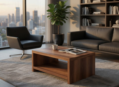 Moderner Couchtisch mit Holzoberfläche für minimalistisches Design