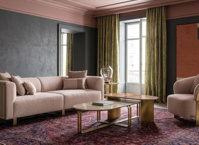 Luxus Wohnzimmer-Set: 3-Sitzer-Sofa Designer Sessel und Couchtisch
