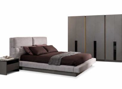 Moderner Bett+Nachttische Schlafzimmer Kleiderschrank Designer Set