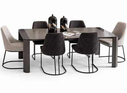 Designer Esstisch mit 6x Stühle Esszimmer Komplettes Moderner Möbel