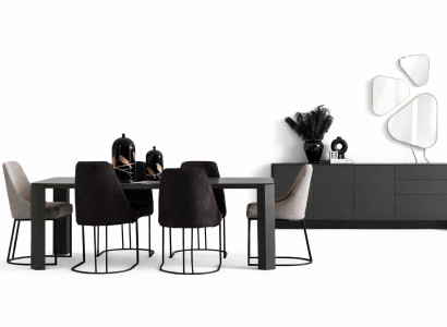 Moderner Esstisch mit 6x Stühle Luxusmöbel Esszimmer Sideboard Set