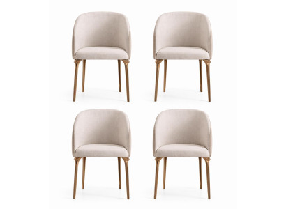 Set von 4 modernen Sesseln mit gepolsterten Sitzen und Metallbeinen