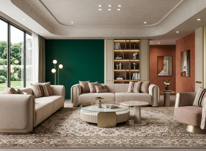 Luxuriöses Wohnzimmer-Set  3-Sitzer-Sofas  Sessel  Couchtisch  Beistelltisch