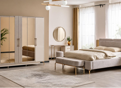Schlafzimmer-Set komplett mit Bett, Kleiderschrank & Frisiertisch
