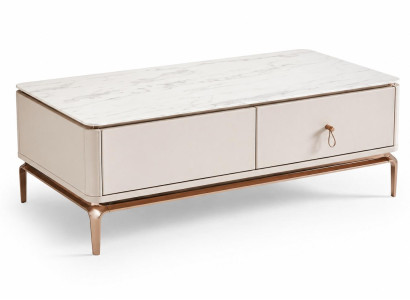 Moderner Couchtisch mit Marmoroptik und elegantem Metallrahmen