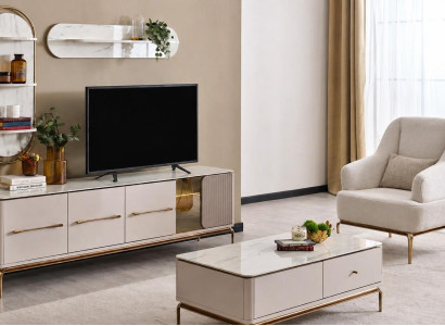 Stylisches Möbelset mit TV-Lowboard, Couchtisch und 2 Regalen