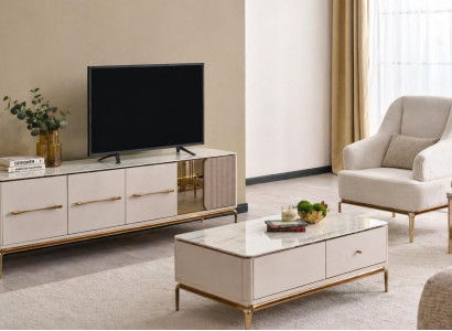 Stilvolles Möbelset mit TV-Lowboard, Couchtisch und Beistelltisch