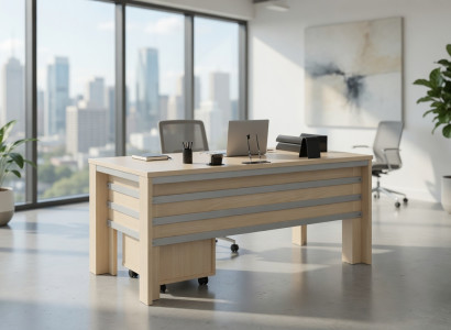 Schreibtisch Holz Metall Mit Tumba Rollcontainer Modern Büro