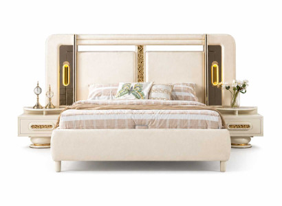 Schlafzimmer Luxuriöses Bett 2x Nachttische Designer Einrichtung Komplett