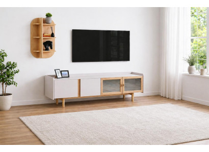 Skandinavisches TV-Lowboard mit Wandregal für moderne Wohnzimmer