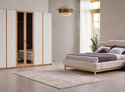 Elegantes Schlafzimmer-Set mit Bett, Kleiderschrank und 2 Nachttischen