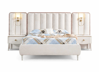 Komplettes Bett+Nachttische Luxusmöbel Moderner Schlafzimmer Set 3tlg