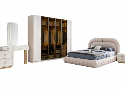 Design Bett+Nachttische Schlafzimmer Komplettes Kleiderschrank Set 6tlg