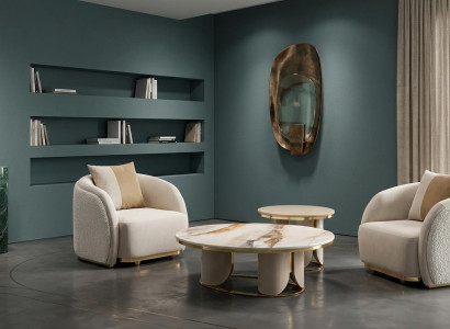 Beiges Wohnzimmer-Set Sessel Couchtisch hohe Qualität Wohnzimmermöbel