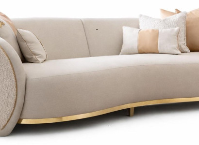 Luxuriöses 3-Sitzer-Sofa beigefarbenes Stoffsofa modern Wohnzimmermöbel