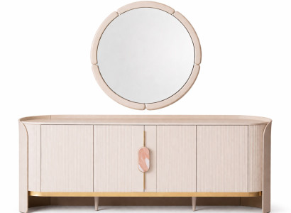 Beigefarbene Sideboard mit Spiegel Kommode Sideboard für das Esszimmer