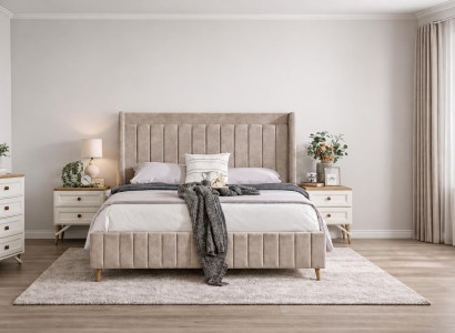 Elegantes Schlafzimmer-Set mit Bett, 2 Nachttischen und Kommode