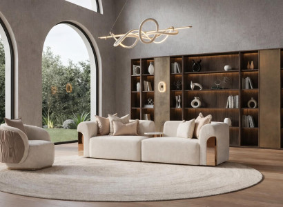 Schönes beiges Wohnzimmer-Set 3-Sitzer-Sofa mit Tisch Sessel hochwertige Möbel