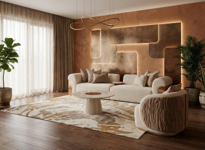 Luxuriöses Wohnzimmer-Set beiges 3-Sitzer-Sofa Sessel Couchtisch Designermöbel