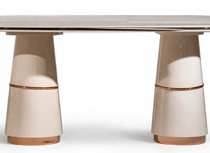Beiger ovaler Esstisch großer Holztisch Designertisch  Esszimmermöbel