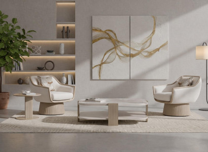 Modernes Wohnzimmer-Set Sessel Couchtisch Beistelltisch Wohnzimmermöbel