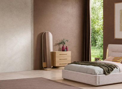 Modernes Schlafzimmer Set mit Polsterbett Nachttischen und Kommode