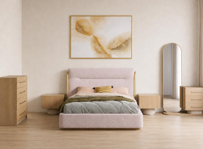 Modernes Schlafzimmer Set mit Polsterbett 2 Kommoden Nachttischen
