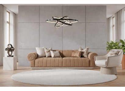 Stilvolles Wohnzimmer-Set braunes 3-Sitzer-Sofa Design-Sessel modern
