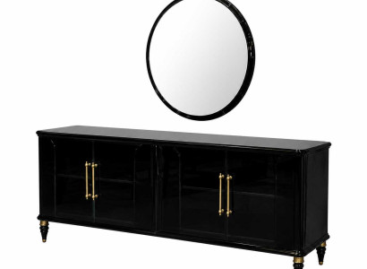 Luxusmöbel Sideboard mit Spiegel Buffet Esszimmer Schrank Anrichte Komplettes