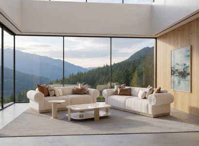 Luxuriöses weißes Wohnzimmer-Set 3-Sitzer-Sofas Couchtisch Beistelltisch