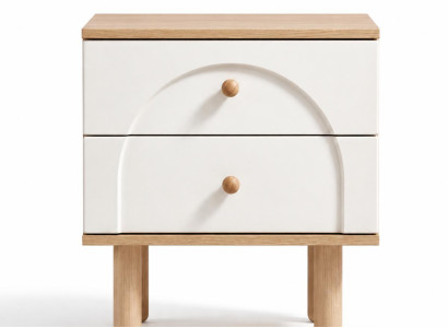 Moderner Skandi Nachttisch mit 2 Schubladen in Beige Holzoptik