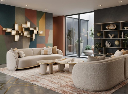 Stilvolles Wohnzimmer-Set 3-Sitzer-Sofa Couchtisch beige Wohnzimmermöbel