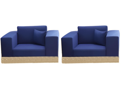 Moderne Blaue 2x Sessel Designer Loungesessel Gartensessel