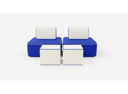 Blaue Sesselgarnitur Stilvolle Sitzmöbel Designer 2x Hocker 4tlg