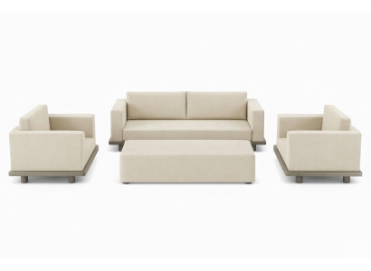 Schicke Beige Wohnzimmer Sofagarnitur Textilsofas Couchtisch Sessel