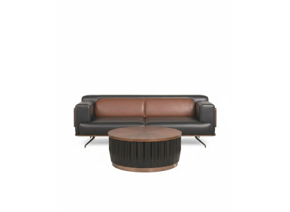 Exklusive Braune Ledercouch Stilvoller Couchtisch Arbeitszimmer Set