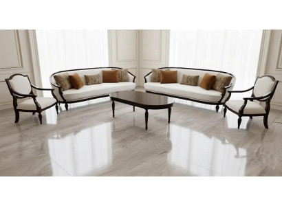 Komplette Weiße Couchgarnitur 2x Textilsofas 2x Einzelsitzer Couchtisch