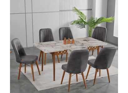 Esszimmer Essgruppen Esstisch Stühle Rechteckig Weiß Grau Komfort